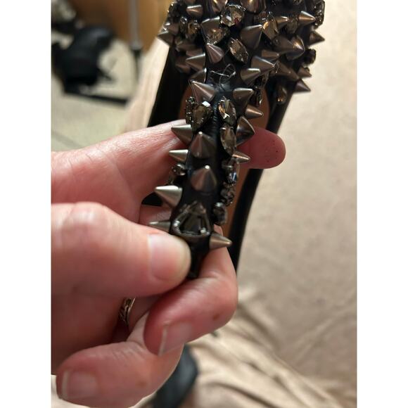 Sam Edelman Lorissa Black Leather Spiked Studded Open Toe Heels Women’s 7.5 - Picture 4 of 14